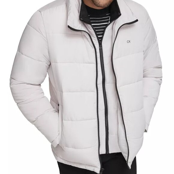 NEW CALVIN KLEIN Men's Small Puffer With Set In Bib Detail Color Frost - Picture 1 of 7